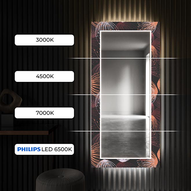 Just touch the switch to quickly and intuitively turn the LED backlight on or off in your decorative mirror!